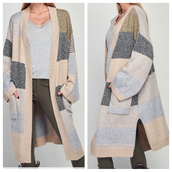 31 Boho Chic Patchwork Grid Patterned Duster Cardigan Coat Jacket - Picture 3 of 3